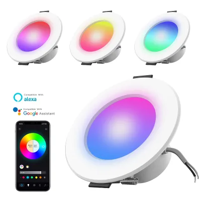 LED Recessed Lighting Smart WiFi Plastic Downlight 5W 7W 10W Kitchen Ceiling Light Compatible Alexa/Google Assistant Dimmable