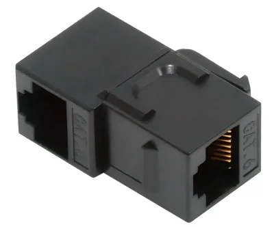 90 Degree up Angled UTP CAT6 Keystone Coupler RJ45 Female to Female UTP CAT6 Keystone Inline Coupler Black