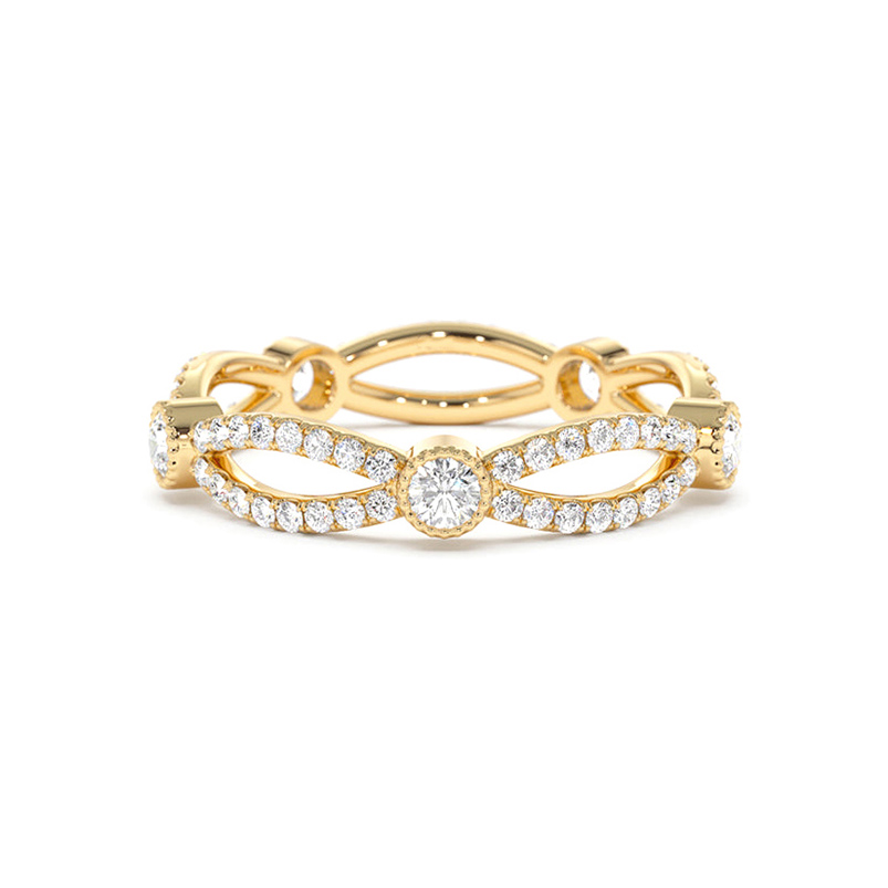 Gemnel Custom Logo Rhodium Plated 925 Sterling Silver Infinity Round Brilliant Cut Diamond Eternity Ring for Women Daily Wear