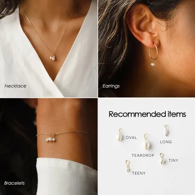 EManco 5pcs Stainless Steel Freshwater Pearl Pendant & Necklace Popular DIY Jewelry Bracelet Collocation for Parties & Weddings