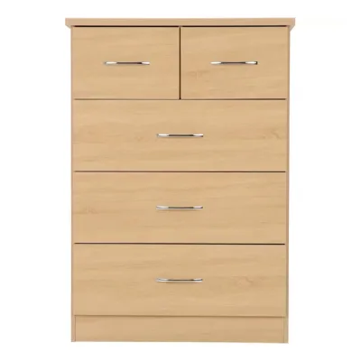 81cm Wide 3 Large 2 Small Drawers Fully Extendable Chest Drawers with Metal Runners for Bedroom Clothes Storage