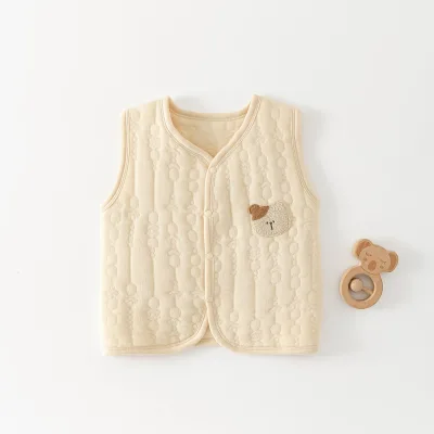 Autumn Winter Toddler Unisex Cotton Bear Single-Breasted Warm Baby Vest