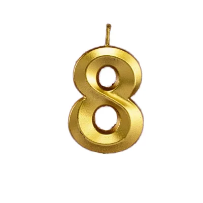 Golden Number Paraffin Wax Coated Candles 0-9 Multi-Purpose Digital Cake Candles Birthdays Parties Gold Color