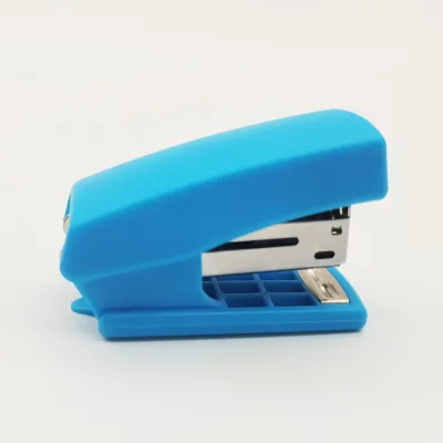 Cute Blue 12-Sheet Binding Mini Stapler Student-Friendly Manual Power Stapler Economical Plastic Stationary Item for School Use