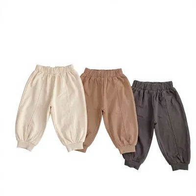 Autumn New Arrival Childrens Pure Cotton Korean Style Casual Harem Pants Loose-Fit Ankle-Tied for Girls & Boys