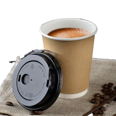 Custom Logo Kraft Craft Disposable Single Wall Cups Lid Cover for Hot Coffee Tea Energy Drinks Wine Carbonated