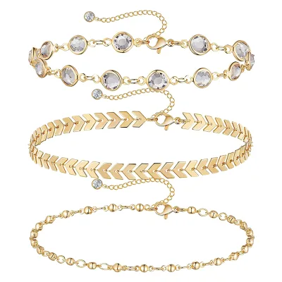 Wholesale Hot Selling Waterproof 14K Gold Link Layered Anklets Bracelets,for Women Gold Jewelry Gift
