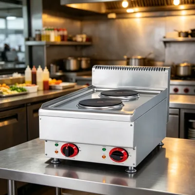 Counter Top Electric 2 Hot Plate Cooker Stainless Steel Commercial Electric Boiling Stove for Restaurant Kitchen