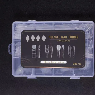 Nail Supplies 288 Pcs /box Transparent PMMA Full Cover Form System Nail Tips False Nails Artificial Fingernails No Trace Folding