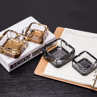 Engrave logo Top Grade Colored Glass Ashtray Printed Round, Octagonal or square Shape Ash Tray with Customize logo
