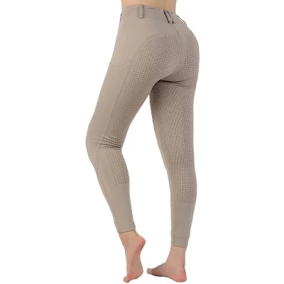 2025 New Women's Equestrian Pants Silicone Printed Non-Slip Side Pockets Skinny Riding Athletic Breeches Custom Logo