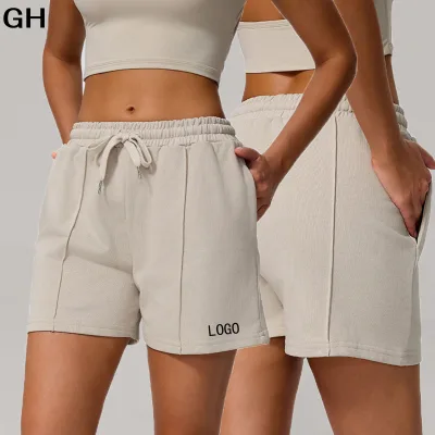 GH Custom Logo Workout Clothing Gym Fitness Baggy Shorts Wholesale Cotton Drawstring Athletic Sports Jogger Shorts Pockets