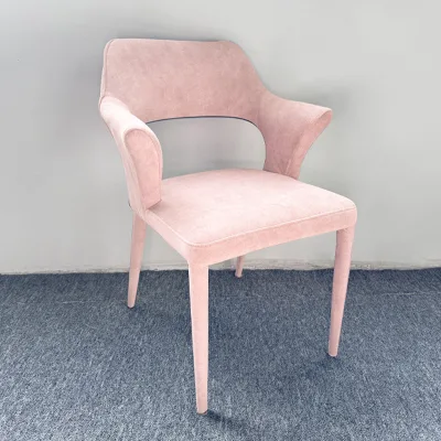 Light Luxury Modern Minimalism Metal Dining Chair Home High-end Casual Armrests Upholstered Backrest Dressing Office Computer