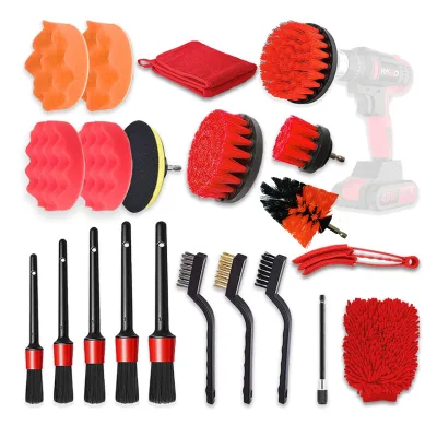 Car Cleaning Tools Set 21 PCS Auto Detailing Brush Waxing Sponge Washing Interior Exterior Car Wash Brush Set