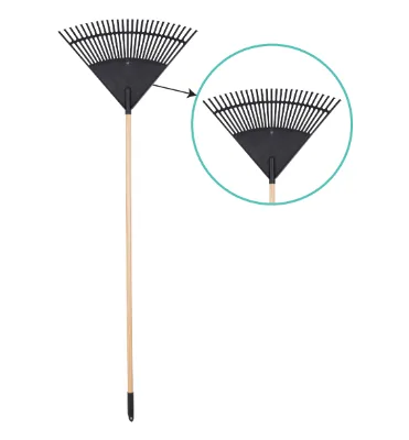 Leaf Rake, Garden Tool for Picking up Leaves and Cutting Grass. Ergonomic Adjustable Handle with Metal Teeth