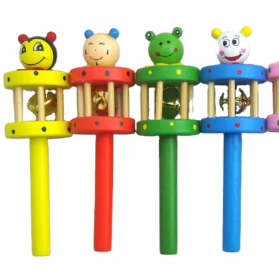 Wooden Hand Bell Toys Hand Bell Musical Instrument for Kids