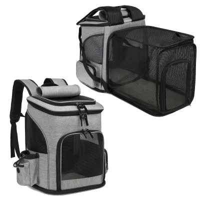 Best Selling Outdoor Weekend Expandable Pet Backpack Oxford  Cats Puppy With Ventilated Breathable Mesh Expandable Bag