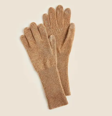 Women's Winter Cashmere Knitted Touch Screen Gloves with Lurex Metallic Threads