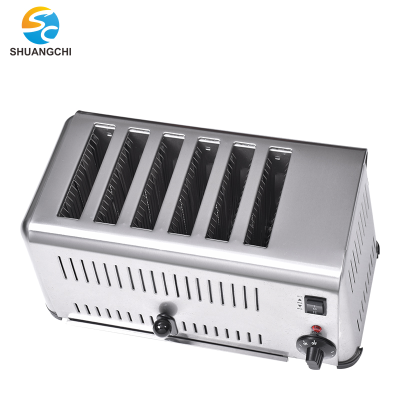 Shuangchi Commercial Stainless Steel 6-Slice Electric Bun Baker Machine Toaster and Bread Baking for Household Restaurant Use