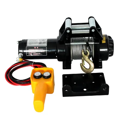 HUDA Vehicle Winch 24V DC Electric Steel Wire Rope Auto Tow Truck Small Crane 12000lbs Bolt-On Mounting Remote Control 6-24m