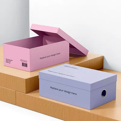 Custom Hot Selling Kraft Storage Box Stackable Cardboard Empty Colorful Shoe Boxes With Logo Packaging