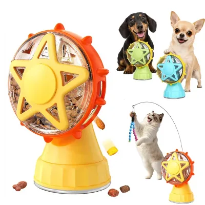 Interactive Plastic Cat Puzzle Feeder Toy Ferris Wheel Design for Kitten Pet