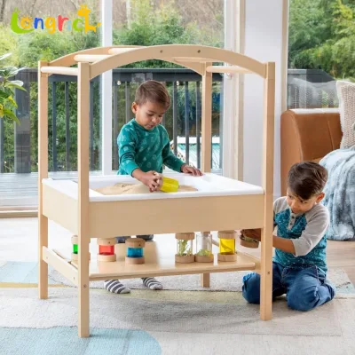 Modern Sensory Table System Lid for Kids-Height Adjustable Sand Water Table Large Play Bin Chalkboard Arch Dining Bedroom