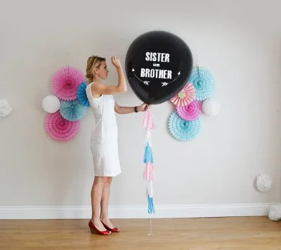Hot Selling Sister or Brother Gender Reveal Balloon Sibling Gender Reveal Pregnancy Announcement Photo Booth Balloon