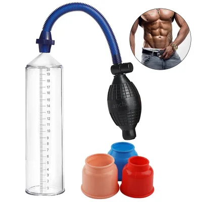Male Sexual Enhancer Sucking Erection Pump Kit with 3 Sleeves Manual Penis Personal Massager Tool and Bulb Grip for Men