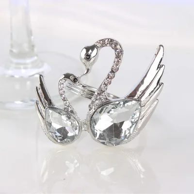 New Style Fashionable Diamond-studded Swan Hotel Table Setting Wedding Napkin Clips Napkin Rings Napkin Circles