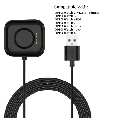 1m Black White Charging Dock Station Data Cord Power Adapter USB Cable Charger for Smart Watch Oppo Watch X 3/3pro/4pro