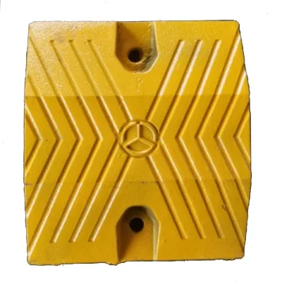 Yellow & Black Cast Iron Speed Bump Durable Driveway Safety Ramp With Great Bearing Weight Roadway Safety Feature