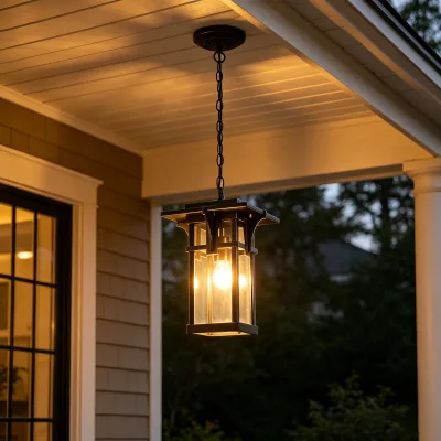 Creative Black Modern Outdoor Pendant Lights Retro Hotel Decoration Lighting Porch Entrance Landscape Garden Pendant Light