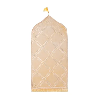 Machine-Made Arabic Flannel Prayer Rug with Kneeling Area Non-Slip & Reversible Liturgical Carpet for Worship on Felt Floor
