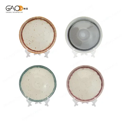 Vintage Speckled Reactive Glaze Ceramic Dinner Plates Handmade Eco-friendly Microwave Dishwasher Safe Steak Dish Party Home