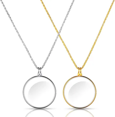 5X Necklace Magnifier, Magnifying Pendant Necklace with Metal Chain