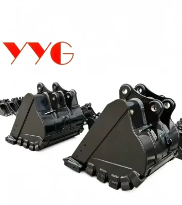 New Steel Rock Bucket with Bucket Teeth for 20 Ton Excavator Compatible with Sany Hitachi Doosan YYG-55T Model 1 Year Warranty