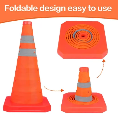 ConexSafety 40cm Collapsible Traffic Cone High Reflective Strap IP65 Protection PP/Oxford Cloth Material Multi-Function Traffic