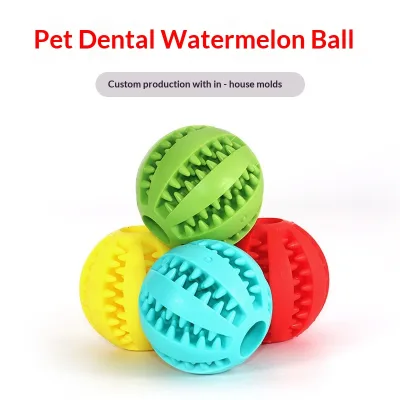 Silicone Pet Watermelon Ball Chew Toy for Dogs-Durable Teeth-Cleaning Treat Dispensing Model Teething Ball