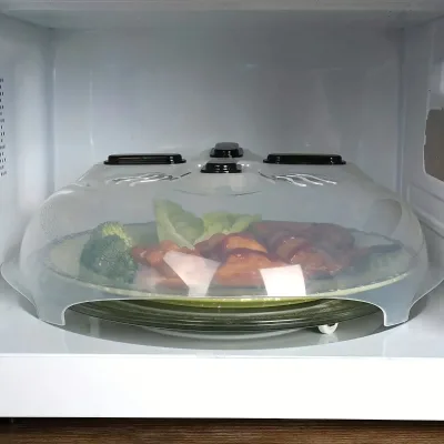 1pc-Microwave Splash Proof Cover Transparent Splash Proof Oil Proof Cover Reusable Kitchen Heat-resistant Cover