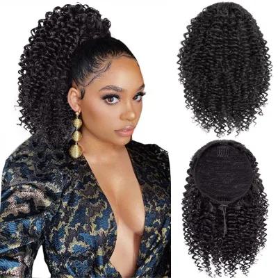 Cross-border Foreign Trade Drawstring Ponytail Jerry Curly Small-Loop High Temperature Fiber African Hair Bundle Wig Extension