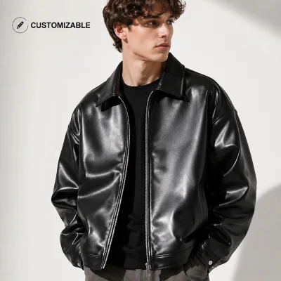 Pu Leather Cotton-padded Coat Unisex New Autumn High Street American Casual Waterproof Windproof Standard Thickened Bread Jacket
