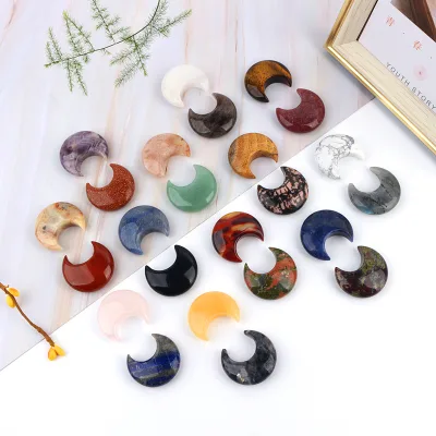 Natural Crystal Gemstone Handcrafted Moon & Star Ornaments for Feng Shui Home Decoration Polished High Quality