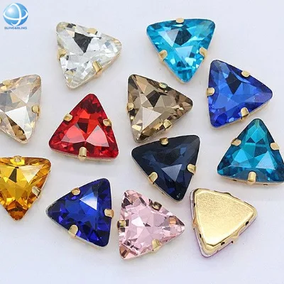 Good Quality 18mm Triangle Glass Rhinestone Stones Hand Sew Fancy Crystal Beads for Garment Jewelry Diy Accessories