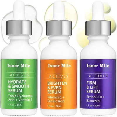 Private Label Natural Vitamin C Retinol Hyaluronic Acid Anti Wrinkle Serum Skin Care Set
