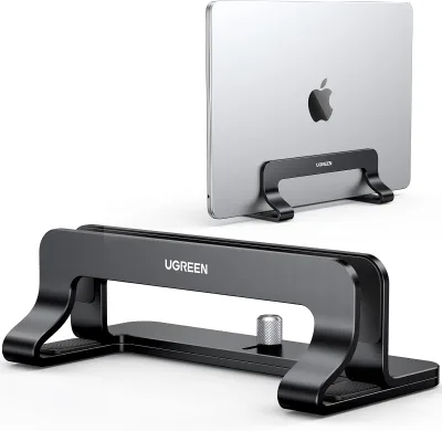 UGREEN Adjustable Vertical Laptop Stand Aluminum Silicone Dual Slot Notebook Holder for Laptop