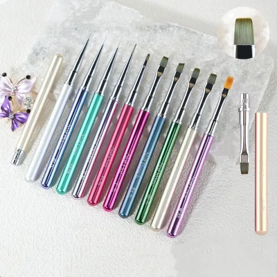Custom Nail Liner Brush Painting Tool Carved Drawing Pull Line Brushes for Painting Set Phototherapy Paint Pen