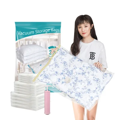 Biodegradable Online Transparent Plastic Embossed Mattress Clothes Packing Storage Vacuum Sealing Cleaner Dust Bags Sealer
