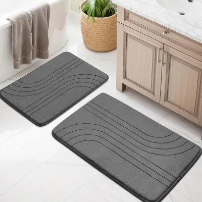 Ultra Fast Water-Absorbing Wave Pattern Eco-Friendly Bath Mat Diatomaceous Earth Strong Anti-Slip Quick Drying PVC Backing for