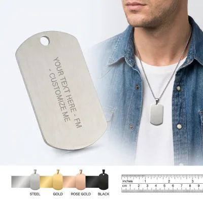 Stainless Steel Blank Dog Tag Wholesale Custom Engrave Mili ID Tag Pendant Bulk Brushed Steel Personalized Name Tag